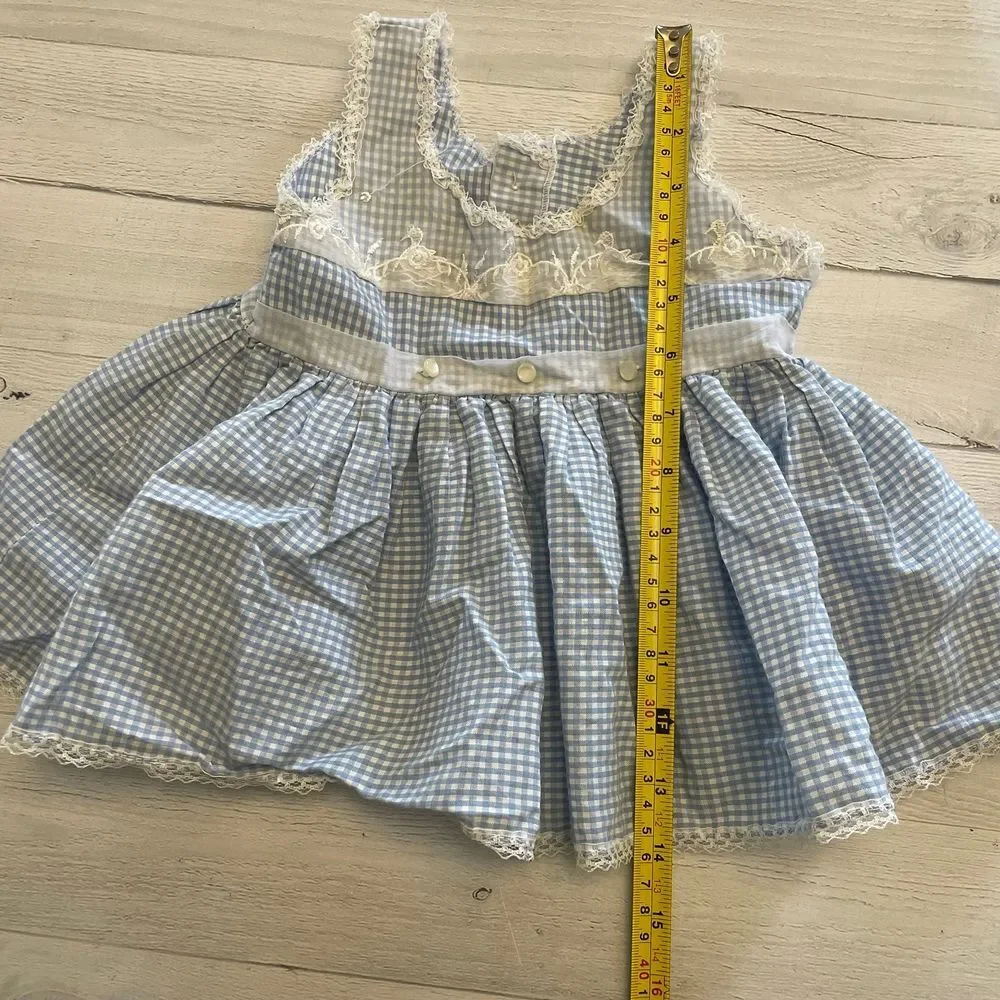 Vintage baby girls blue‎ gingham dress